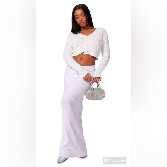 PRETTYLITTLE THING WHITE BOBBLE KNIT CROP CARDIGAN NWT SIZE S - Picture 9 of 13